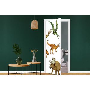 Deursticker dino's - Kinderkamer decoratie - Dinosaurus - Tekening - Kinderen - Jongens - Kinderen - 80x205 cm - Deursticker kinderen