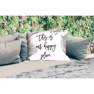 Buitenkussens - Quote - Geluk - Thuis - 60x40 cm - Weerbestendig