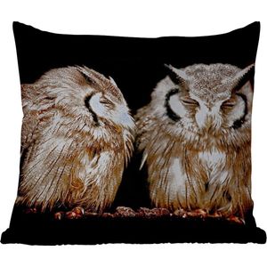 Sierkussen Buiten - Uil - Vogel - Zwart - 60x60 cm - Weerbestendig