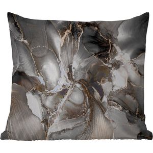 Tuinkussen - Grijs - Luxe - Goud - Marmer - 40x40 cm - Weerbestendig