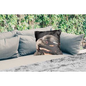 Buitenkussen - Olifant - Man - Dieren - Zwart - 45x45 cm - Weerbestendig