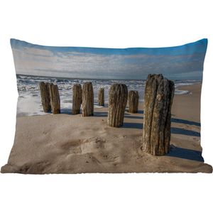 Buitenkussens - Zand - Strand - Paal - Water - Zomer - 60x40 cm - Weerbestendig