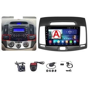 Android Double Din Car Stereo 9 Inch Touchscreen Autoradio Autotoebehoren Multimedia Stuurwielbediening met Navigatie Plug And Play Voor Hyundai Elantra 4 HD 2006-2012 (Size : M400S 4G+WIFI 4G+64G)