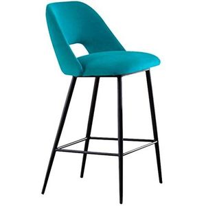 Barkruk moderne metalen bar bar stoel barkruk thuis zacht fluweel LOFT creatieve barstoel voor keuken | pub | café eetkamerkruk max. belasting 420 lbs in blauw