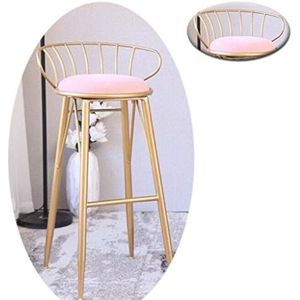 Ontbijtkruk creatieve gouden smeedijzeren fauteuil Scandinavische stijl make-up kruk barkruk stof café eetkamerstoel hoge kruk vrijetijdsstoel decoratie kruk (kleur: wit/roze) barkruk