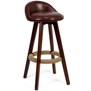 Eetkamerstoel Swivel PU Seat Bar Kruk Natuurlijke Bruin Hout Benen Vintage Hoge Kruk voor Pub Café Eetkamer Restaurant Bar Stoel Max. Belasting 200kg