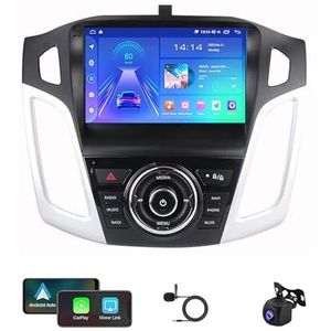Autoradio Radio GPS Navigatie 9 Inch Touchscreen USB Mediaspeler Android 12 Multimedia Autoradio Voor Ford Focus 2012-2017 Met BT 5.0 DTS Ondersteuning Achteruitrijcamera Carplay (Color : B H6 4G+WIF