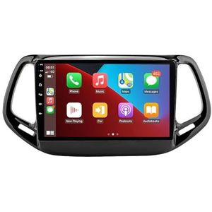Android 12 autonavigatie in-dash autoradio-ontvanger voor Jeep Compass 2 MP 2017-2019 dubbel Din 9 inch touchscreen autoradio met satellietnavigatie Bluetooth handsfree RDS SWC (Color : 8Core 6+128G