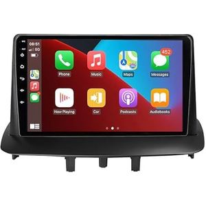 Android 12 autonavigatie in-dash autoradio-ontvanger voor Renault Megane 3 2008-2014 dubbel Din 9 inch touchscreen autoradio met satellietnavigatie Bluetooth handsfree RDS SWC (Color : 8Core 4+64G)