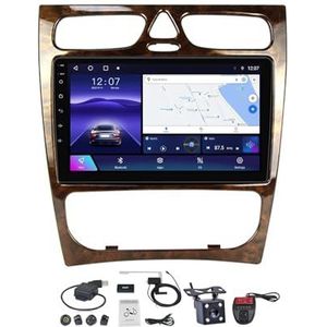 Android 12 2 DIN Autoradio Stereo 9 inch Screen voor Mercedes Benz C Class S203 CL203 2000-2004 Carplay Android Auto GPS-navigatie Bluetooth 5.0 RDS FM DAB+ Radio Stuurbediening (Color : A, Size : M