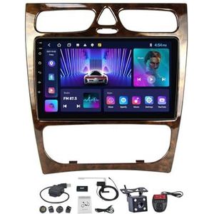 Android 12 2 DIN Autoradio Stereo 9 inch Screen voor Mercedes Benz C Class S203 CL203 2000-2004 Carplay Android Auto GPS-navigatie Bluetooth 5.0 RDS FM DAB+ Radio Stuurbediening (Color : A, Size : M
