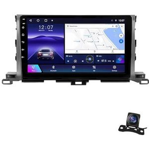 Android 12.0 2 Din Autoradio 9"" Touchscreen Auto Stereo voor Toyota Highlander 2013-2018 met Draadloze Carplay Android Auto GPS navigatie AHD Omgekeerd beeld Stuurwielbediening (Color : A, Size : 1+