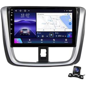 Android 12.0 2 Din Autoradio 9"" Touchscreen Auto Stereo voor Toyota Vios 2016-2018 met Draadloze Carplay Android Auto GPS navigatie AHD Omgekeerd beeld Stuurwielbediening (Size : 1+32G)
