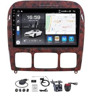 Android 12 2 DIN Autoradio Stereo 9 inch Screen voor Mercedes Benz S-Class W220 1998-2005 Carplay Android Auto/GPS-navigatie BT Handenvrij/RDS FM Radio/Voice Control/Stuurbediening (Size : M300S)