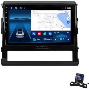 Android 12.0 2 Din Autoradio 9"" Touchscreen Auto Stereo voor Toyota Land Cruiser 200 2015-2018 met Draadloze Carplay Android Auto GPS navigatie AHD Omgekeerd beeld Stuurwielbediening (Size : TS18(4+6