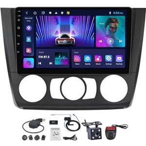 Android 12 2 DIN Auto Stereo Audio Radio voor BMW 1-Series E88 E87 2004-2011 Met GPS-Navigatie 9'' Touchscreen-Ondersteuning FM AM RDS DAB+ Radio/Carplay Android Auto/Bluetooth 5.0 (Color : A, Size