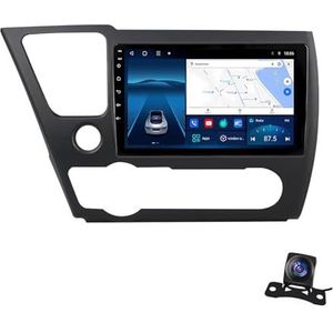 Android 12.0 2 Din Autoradio 9"" Touchscreen Auto Stereo voor Honda Civic 9 2013-2016 met Draadloze Carplay Android Auto GPS navigatie AHD Omgekeerd beeld Stuurwielbediening (Size : 1+32G)