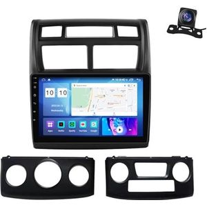 Android 12.0 2 Din Autoradio 9"" Touchscreen Auto Stereo voor Kia Sportage 2007-2009 met Draadloze Carplay Android Auto GPS navigatie AHD Omgekeerd beeld Stuurwielbediening (Size : P5(4G+64G))