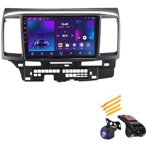 Autoradio Android 9 Inch Video HD Touch Multimedia GPS Navigatie Radio Aansluiting en USA Ondersteuning DAB/Stuurwielbediening/Carplayp voor Mitsubishi Lancer Fortis 2007-2012 (Kleur: B 2 + 32G)