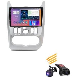 FONALO Android 12 autoradio met navigatie voor Renault Logan Sandero Dacia Duster 2007-2015 Plug-and-Play Car Radio Player GPS Navigatie 2 Din Radio USB Ondersteunt RDS USB Camera (Kleur: B 2 32G)