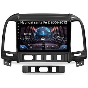 Android 10 Dubbel Din Auto Stereo 9 Inch Digitaal Scherm Car Audio Speler Met FM Radio Voor Hyundai santa Fe 2 2006-2012 Met GPS Ondersteuning Bluetooth Spiegel Link/Stuurbediening (Color : 4G+WIFI 8