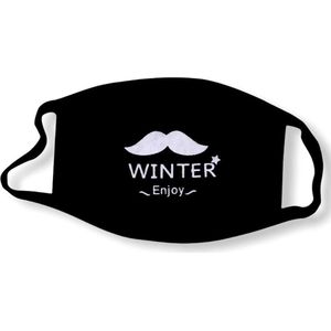 Bazzzy - Premium Mondkapje Winter Enjoy - Wasbaar - Katoen - Zwart met print