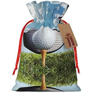 Golf Club Kerst Trekkoord Linnen Gift Bag Opbergtas Geschikt Voor Kerst Verjaardagscadeau Verpakking