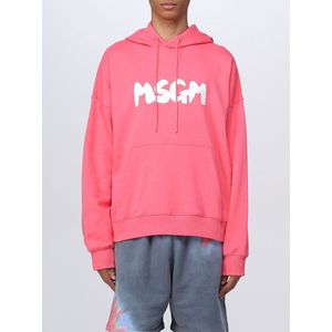 Msgm - Hoodie - Roze - Katoen - Geprint Logo