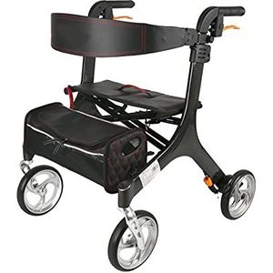 Rollatoren voor senioren, deluxe rollator op wielen, opvouwbare rollator, walker met 4 wielremmen, senior winkelwagen, trolley, walker, voor senioren en senioren, om te winkelen, vrijetijdsreizen,