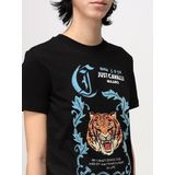 Just Cavalli - Grafische T-shirt - Zwart - Dames - Katoen - Korte Mouwen
