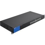 Linksys LGS124-EU 24-poorts onbeheerde Gigabit-netwerkswitch - Ethernet-switch/hub met metalen behuizing voor thuis en kantoor - Tafelmodel of wandbevestiging, Ethernet-splitter, Plug-and-play