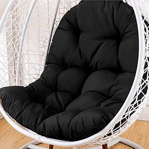 ping bu Waterdichte Rieten Rotan Kussen Opknoping Ei Stoel Pad Gezellige Dikke Nest Swing Pad Achterkussen voor Achtertuin Balkon Tuin (Zwart, Gewoon)