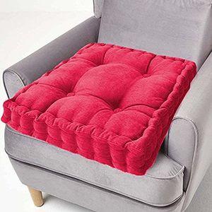 Dikke stoelstoelzitkussen, katoenen vulstoel zitkussen voor eetkamerstoel 40/45/50 cm, fauteuilkussens voor thuis, keuken (50 x 50 cm, rood)