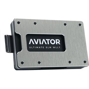 Aviator - Brushed silver slide wallet – carbon cash clip - slim acrylic kleingeld vak – acrylic frame