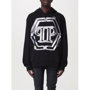 Philipp Plein - Zwarte Metallic Logo Hoodie - Heren - Katoen