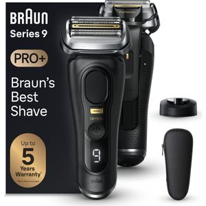Braun Series 9 PRO+ 9510s, elektrisch scheerapparaat voor heren, 5 scheerelementen, geïntegreerde precisietrimmer, oplaadstation, waterdicht, 60 minuten looptijd, Made in Germany, zwart