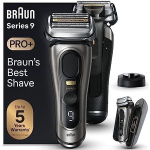 Braun Series 9 PRO+ 9525s, elektrisch scheerapparaat voor heren, 5 scheerelementen, geïntegreerde precisietrimmer, PowerCase Case, waterdicht, 60 minuten looptijd, Made in Germany, grafiet