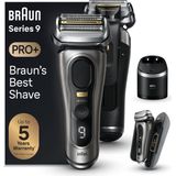 Braun Series 9 Pro+ Elektrisch scheerapparaat, reinigingsstation, scheerapparaat oplaadetui (PowerCase), Wet & Dry, 9575cc, edelmetaal