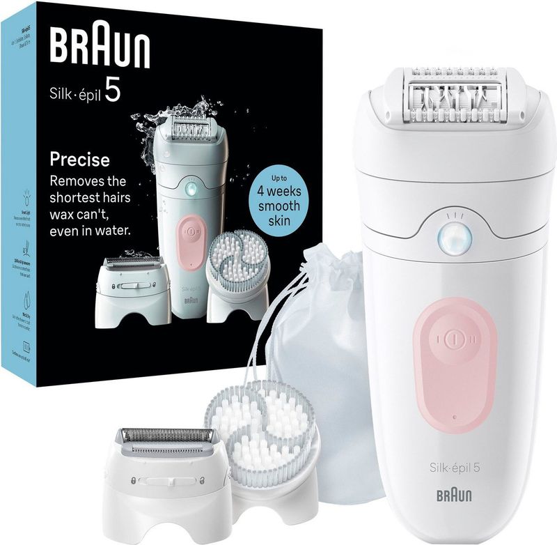 Elektrische epilator - BRAUN - Silk-épil 5 - Gemakkelijk ontharen - Langdurig zachte huid - 5-060 - Wit / Roze