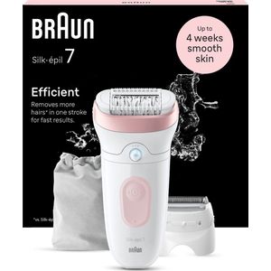 Braun Silk·épil 7 - Epilator met Ladyshave opzetstuk - type 7-030 - Wit/Flamingo