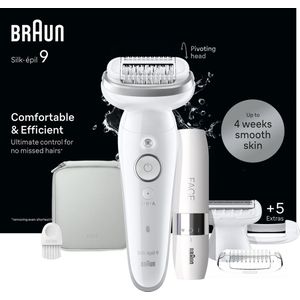 Braun - Silk·épil 9 - Ontharingsapparaat - Wit - Inclusief Scheerkop en Trimmerkam