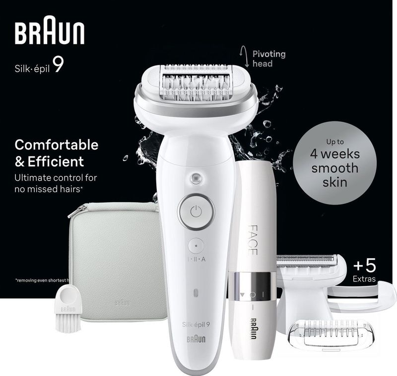 Braun - Silk·épil 9 - Ontharingsapparaat - Wit - Inclusief Scheerkop en Trimmerkam