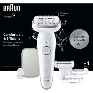 Braun Silk·épil 9 - Epilator met Ladyshave opzetstuk - type 9-041 - Wit/Zilver