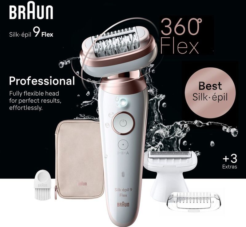 Braun Silk·épil 9 Flex - Epilator met Ladyshave opzetstuk - type 9-030 3D - Wit/Rose Titan