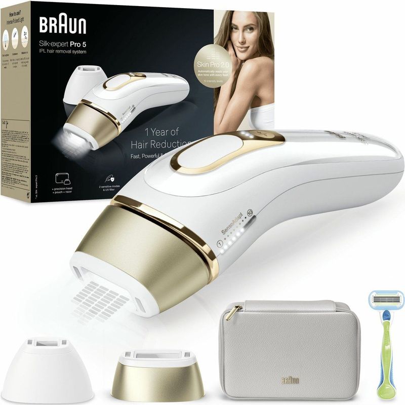 Braun - Silk·expert Pro 5 - Epilator - Wit/Goud - Gepulseerd Licht