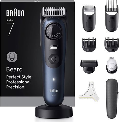 Braun BeardTrimmer 7 BT7540 baardtrimmer Batterij/Accu 40 2 cm Nat en droog Zwart, Blauw