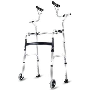 Standaard rollators, oude 2-wiel rollator met dubbele arm ondersteuning rollator met opvouwbare staande rollator lichtgewicht aluminium frame (Color : B)