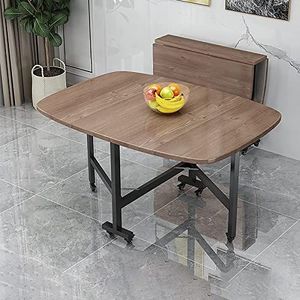 Multifunctionele eettafel Opklapbare tafel, houten uitschuifbare keukentafel, met beweegbare wielen die ruimte besparen, ontwerp met ronde rand, voor woonkamer en eetkamer. ( Color : B , Size : (120*8