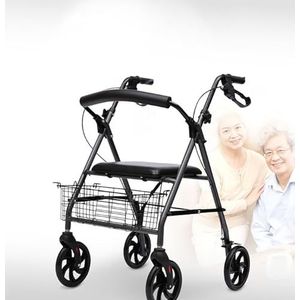 Staande Wandelaar, Lichtgewicht Compact Opvouwbare Rollator Walkers voor Senioren, met Wielen en Zitting, Transport Rollator Walker Mobiliteit Draagbare Loophulp
