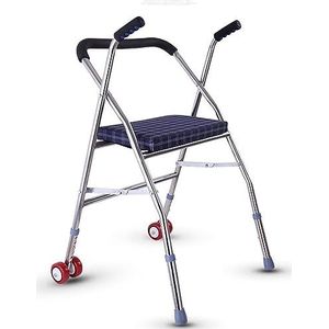 Opvouwbare Rollator Walker, 3 in 1 volwassen Walker Travel Walker met 2 wielen en comfortabele stoel in hoogte verstelbaar, geschikt voor senioren, gehandicapten, gewichtscapaciteit van 330 pond